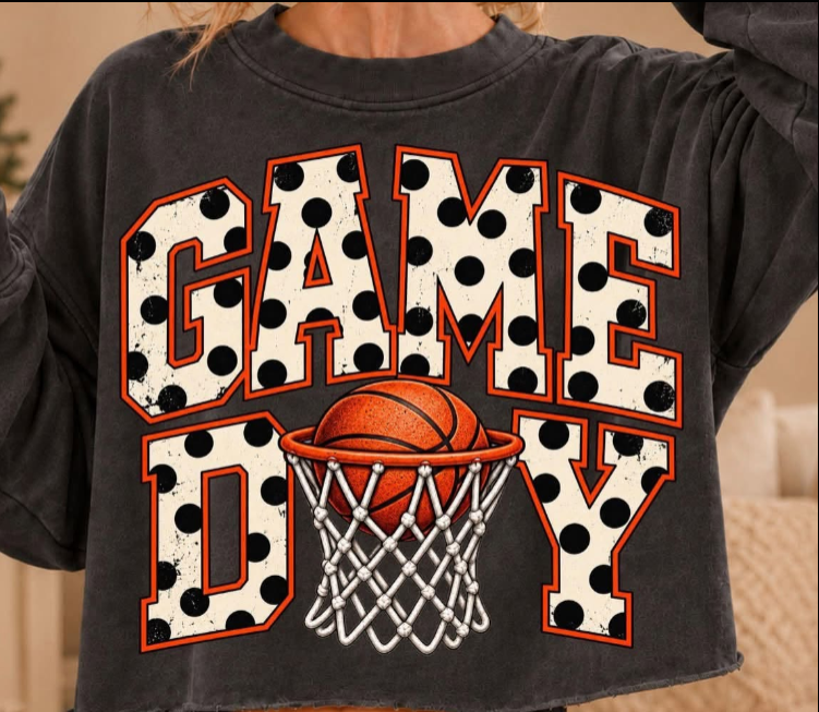 POLKA DOT BASKETBALL GAME DAY 1009261--------- LONG SLEEVE (NOT CROPPED)---------- (COMFORTCOLORS) 101026RW