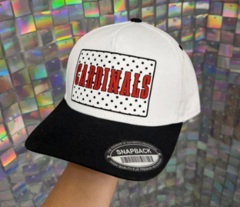 RECTANGLE RED (CARDINALS) WITH BLACK POLKA DOTS -----HAT-----101526RW