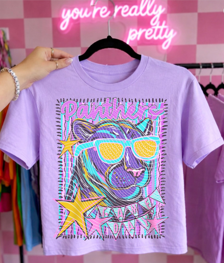 COLORFUL MASCOT PANTHERS-BOXY TEE- (COMFORT COLOR/BELLA) 050526BR