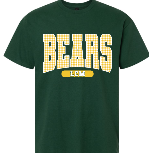 LCM BEARS YELLOW GINGHAM- T SHIRT - (GILDAN/JERZEES)-060226jb