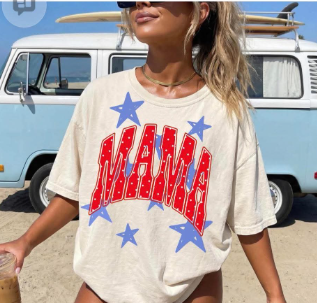 STARS AND POLKA DOT MAMA   - T SHIRT- (Comfort Color/Bella)-060426NC