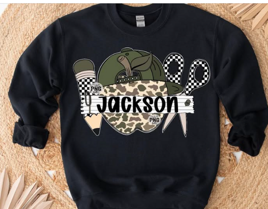 Camo Apple with Name - T SHIRT - (GILDAN) 061326br