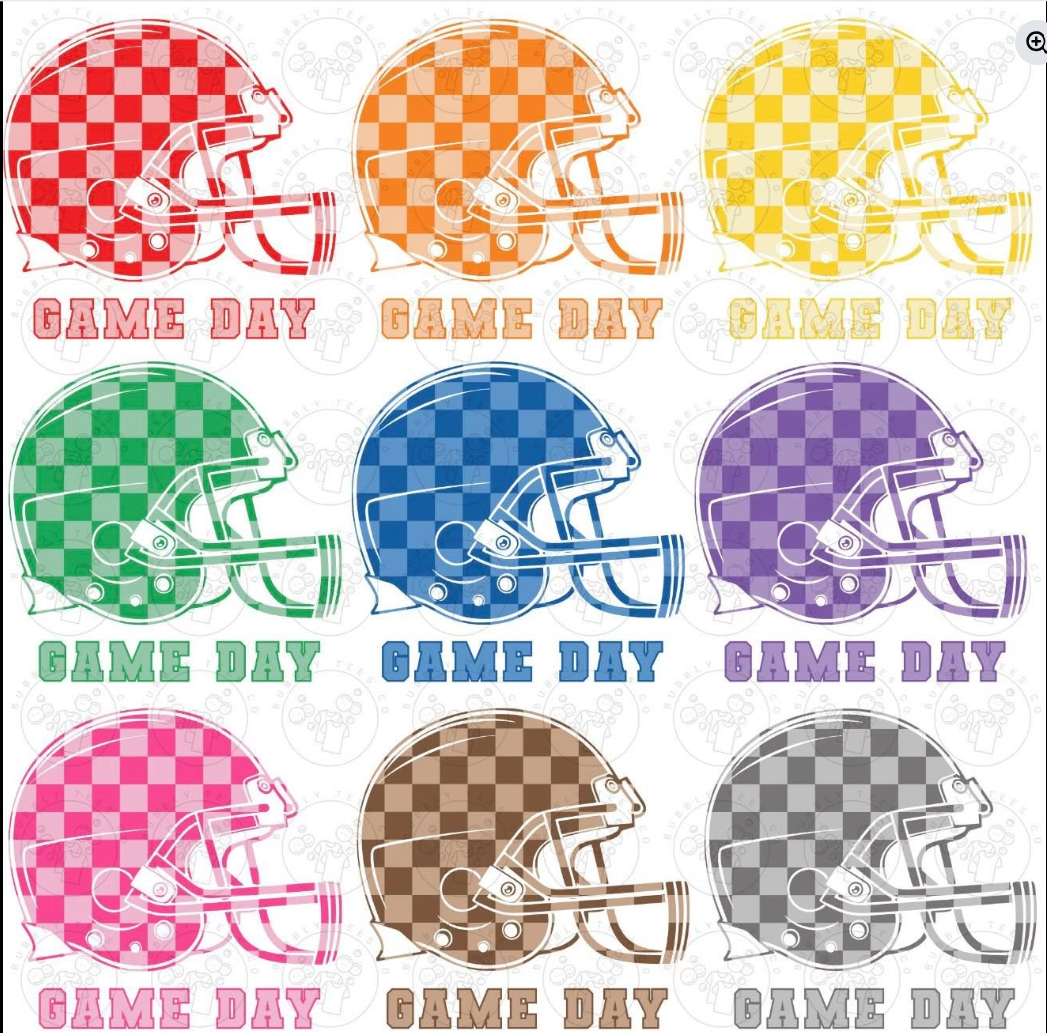 Checkered Helmet Game Day (color of choice) - T SHIRT - (GILDAN/JERZEE) 062626br
