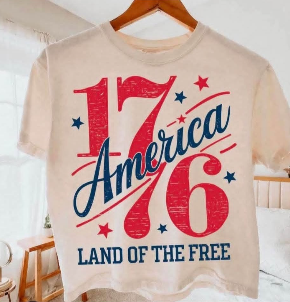 AMERICA LAND OF FREE - BOXY TEE - (COMFORT COLOR) 062926BR