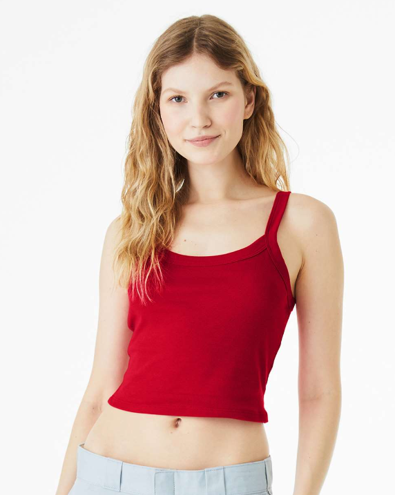 SCHOOL CROP TANKS 💖💖💖 DEWEYVILLE PIRATES/RED & WHITE GINGHAM- Micro Rib Spaghetti Strap Tank - (BELLA/CANVAS) 063026MG