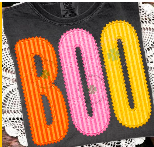 STRIPED SCALLOPED BOO- T-SHIRT - (gildan) 071726BR