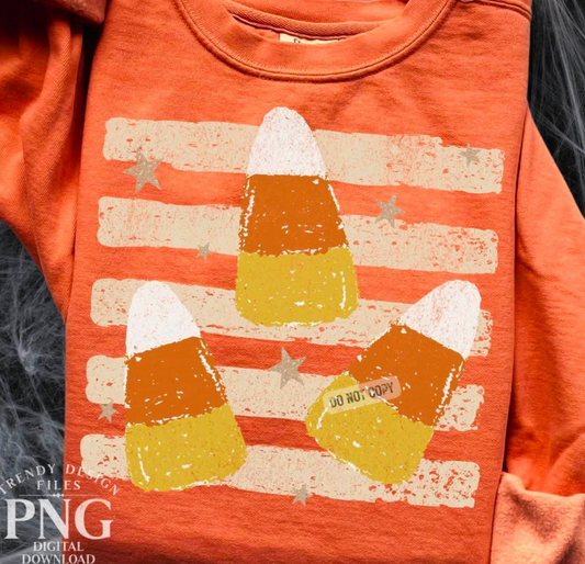 Stripes & Candy Corn -T SHIRT - (GILDAN)-072226MG