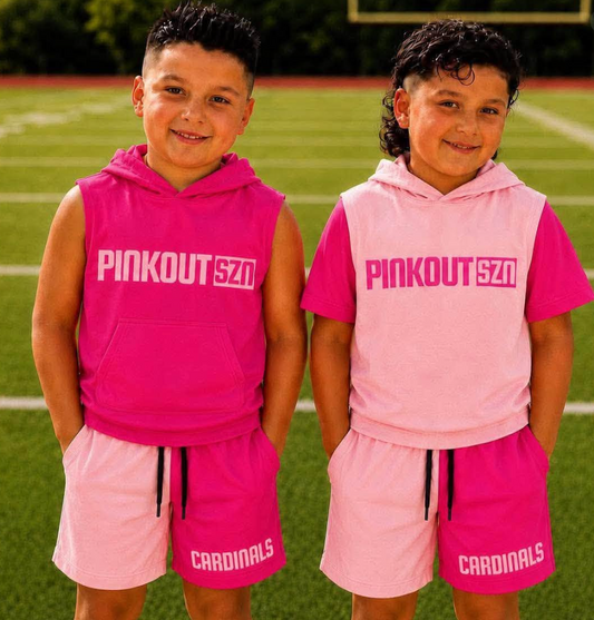 BOYS PINK OUT (CARDINALS) (HOT PINK SOLID SLEEVELESS TOP) - YOUTH - PREORDER (HAPPY DAYS) 072326MG