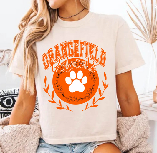 Preppy Mascot (ORANGEFIELD BOBCATS) - T SHIRT - (COMFORT COLOR)-072826MG