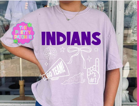 Cheer Vibes Gameday 🫶🏻(INDIANS) - T-SHIRT - (COMFORT COLOR) 073026BR