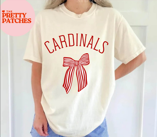 Mascot with Striped Bow  (CARDINALS) - T SHIRT - (GILDAN)-073126MG