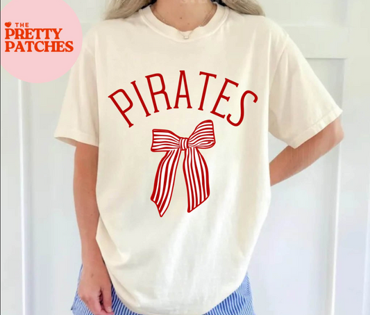 Mascot with Striped Bow  (PIRATES) - T SHIRT - (GILDAN)-073126MG