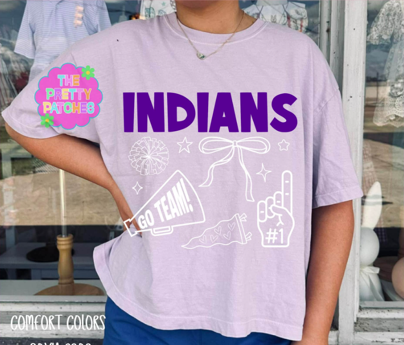 Cheer Vibes Gameday 🫶🏻(INDIANS) - BOXY TEE - (COMFORT COLOR)-073126MG