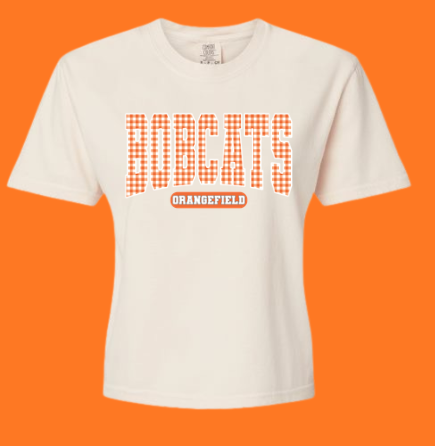 GINGHAM ORANGEFIELD BOBCATS - BOXY TEE- (COMFORT COLOR (08192026AV)