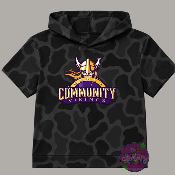 Camo Hooded tee- Community Vikings -ADULT - PREORDER-091226rw