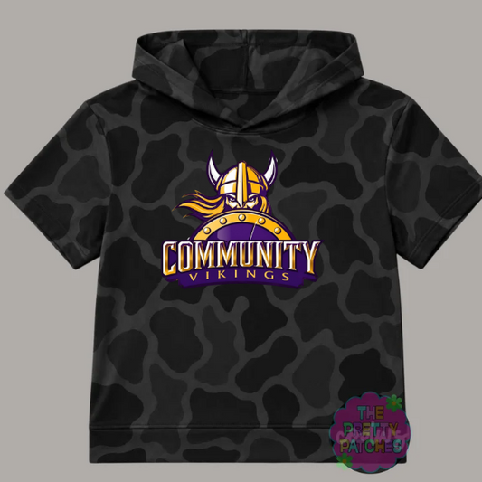 Camo Hooded tee- Community Vikings -ADULT - PREORDER-091226rw