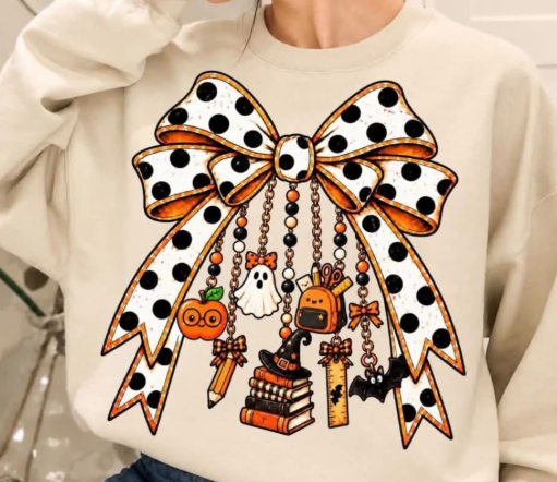 TEACHER SPOOKY BOW 9263661 -----SWEATSHIRT-----(GILDAN)-092626RW