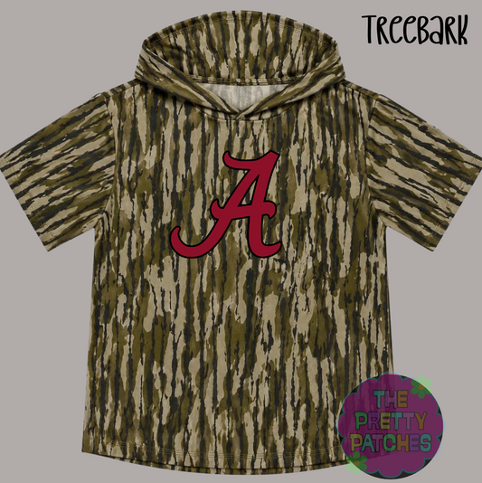 Camo Hooded Tees (MAROON A) (TREEBARK CAMO) -ADULT- PREORDER (HAPPY DAYS) 100126KB