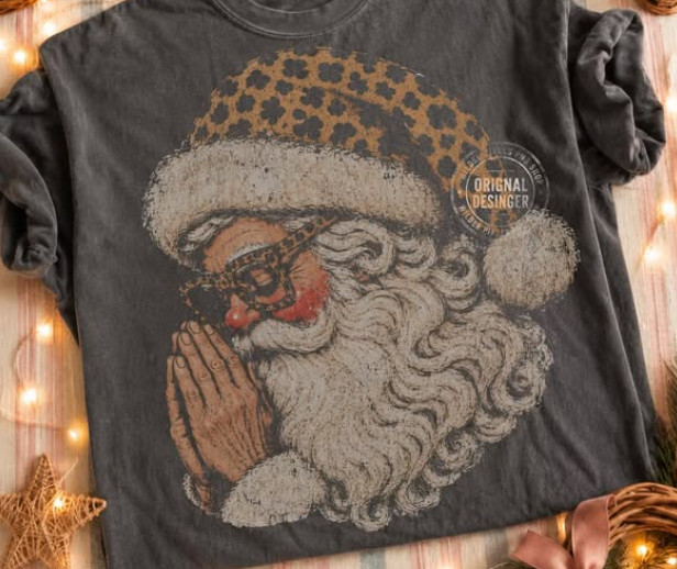 PRAYING SANTA 1010261--------(BOXY CROP) ------- (COMFORT COLORS) - 101026RW