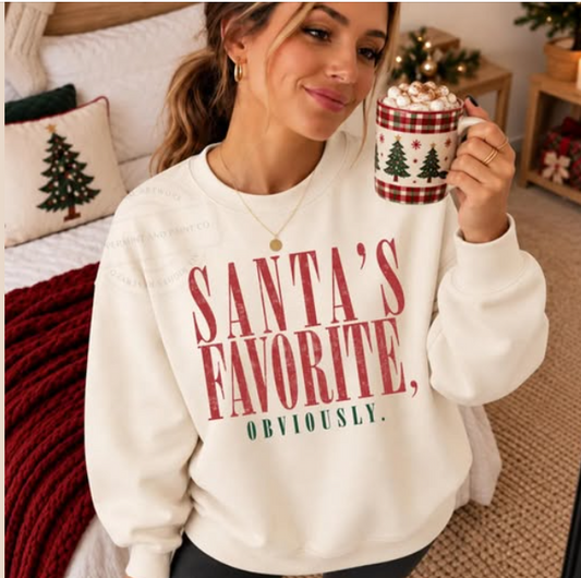 SANTA'S FAVIORITE- OBVIOUSLY 1014262------ SWEATSHIRT----------(GILDAN)101526RW