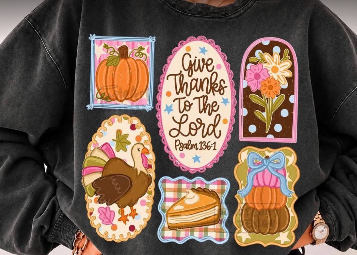 GIVE THANKS TO THE LORD COLLEGE 1016263--------- TSHIRT ---------- (GILDAN) 101626DP