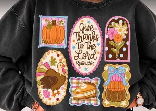GIVE THANKS TO THE LORD COLLEGE 1016263--------- TSHIRT ---------- (GILDAN) 101626DP