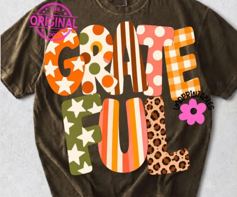 OVERSIZED IMAGE PATTERN GRATEFUL 1019262----T SHIRT-------- (COMFORT COLOR) 101926RW
