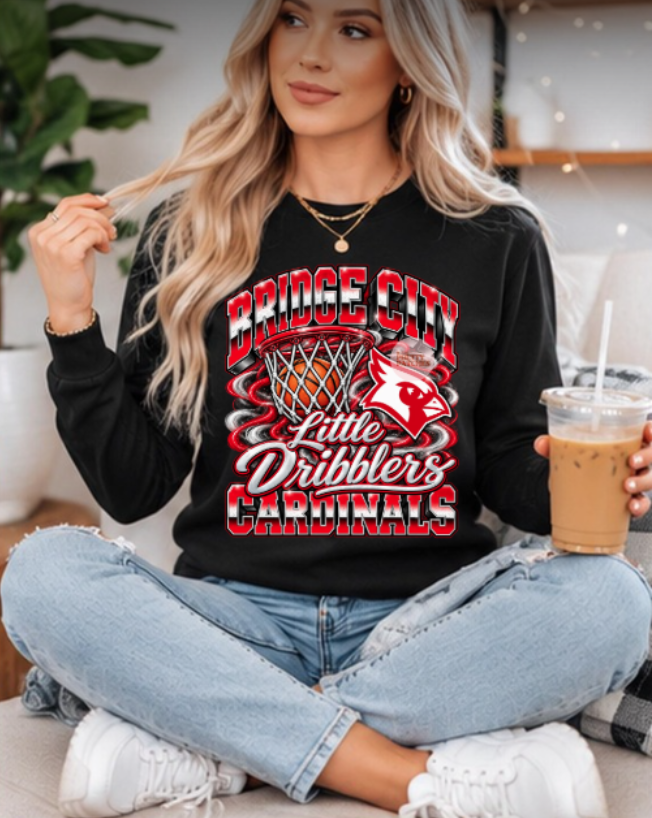 Little dribblers basketball team (CARDINALS ----RED )101426-1   ----- LONG SLEEVE --------- (GILDAN) 102226KRV
