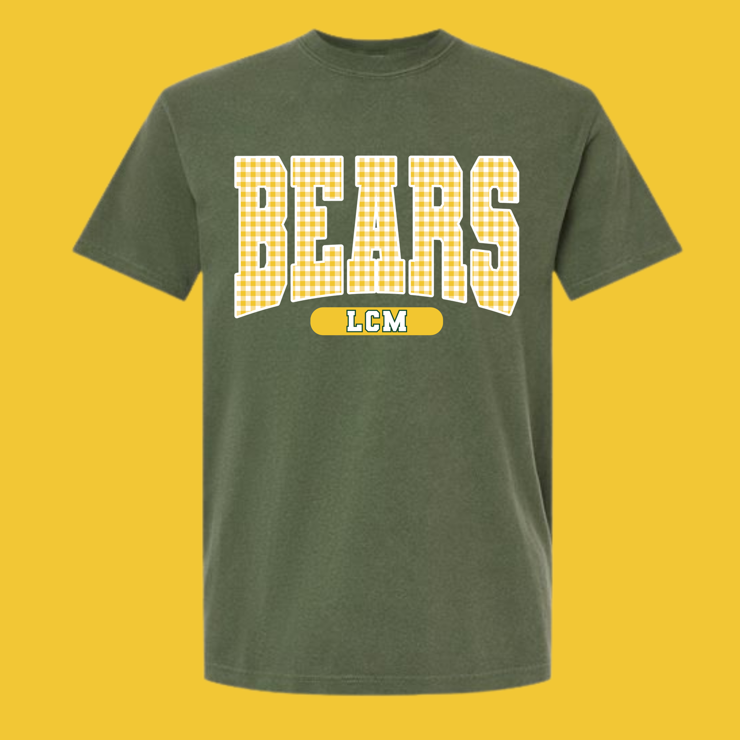 GINGHAM LCM BEARS (YELLOW GINGHAM) - T SHIRT - (COMFORT COLOR/BELLA)060126LW
