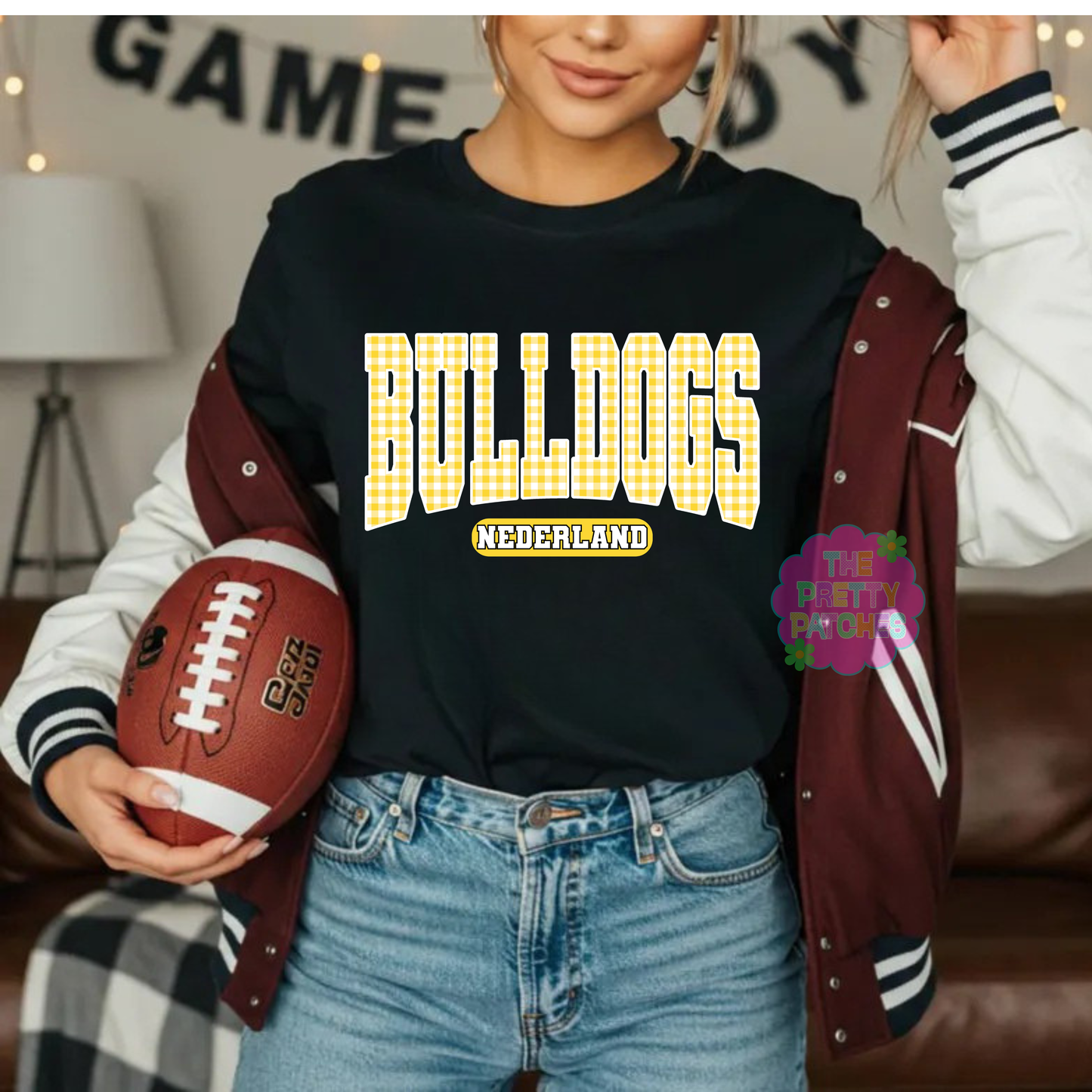 GINGHAM NEDERLAND BULLDOGS- T SHIRT - (GILDAN/JERZEES)-060426LW