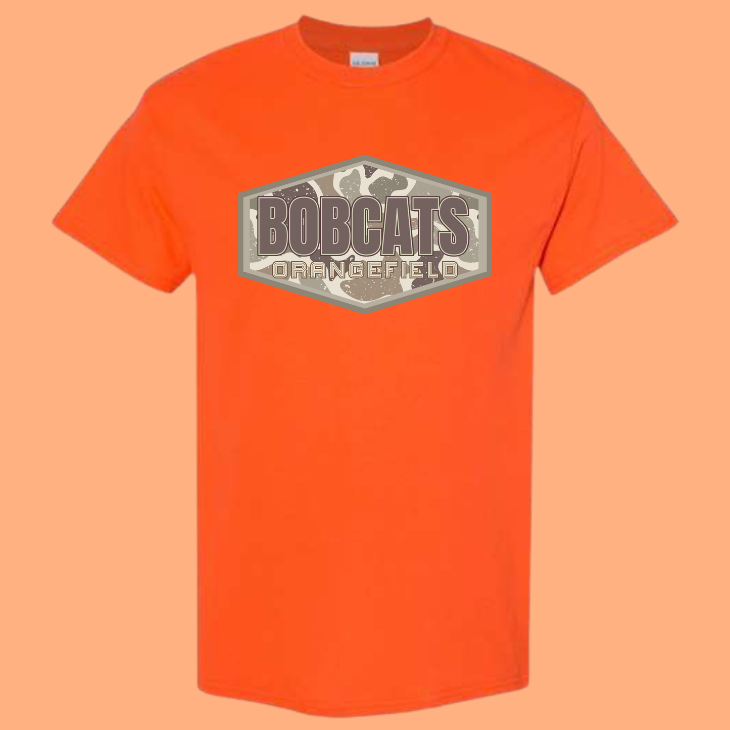 Custom School Mascot 💚🤎 (ORANGEFIELD BOBCATS)  - T-SHIRT - (GILDAN) 080626KRV