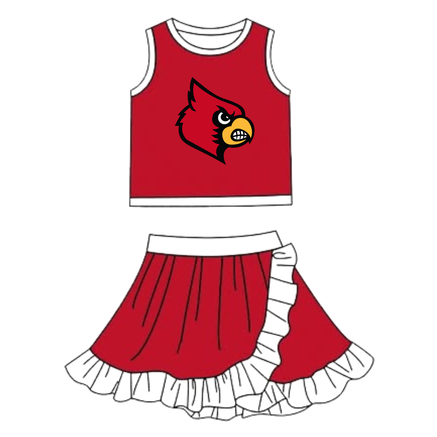 BRIDGE CITY (CARDINALS) GIRLS TWO PEICE SKIRT SET- (PRE ORDER)-  060326LW