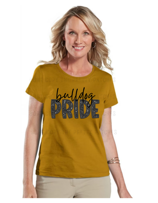 Bulldog pride faux embroidery "Black font"