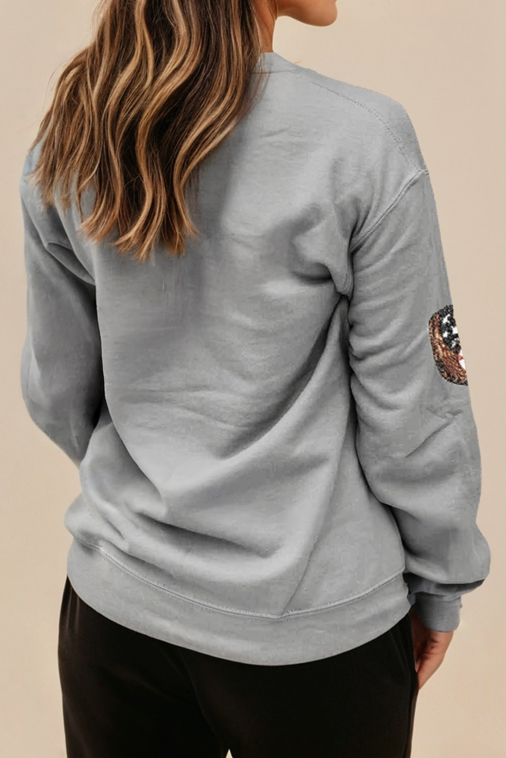 LA Society - Sequin Baseball Patched Casual Sweatshirt-010826br2