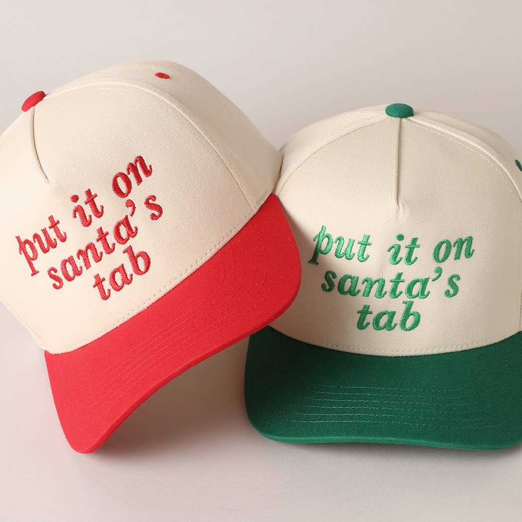 Put It On Santa's Tab Text Embroidery Baseball Cap TCM002RED