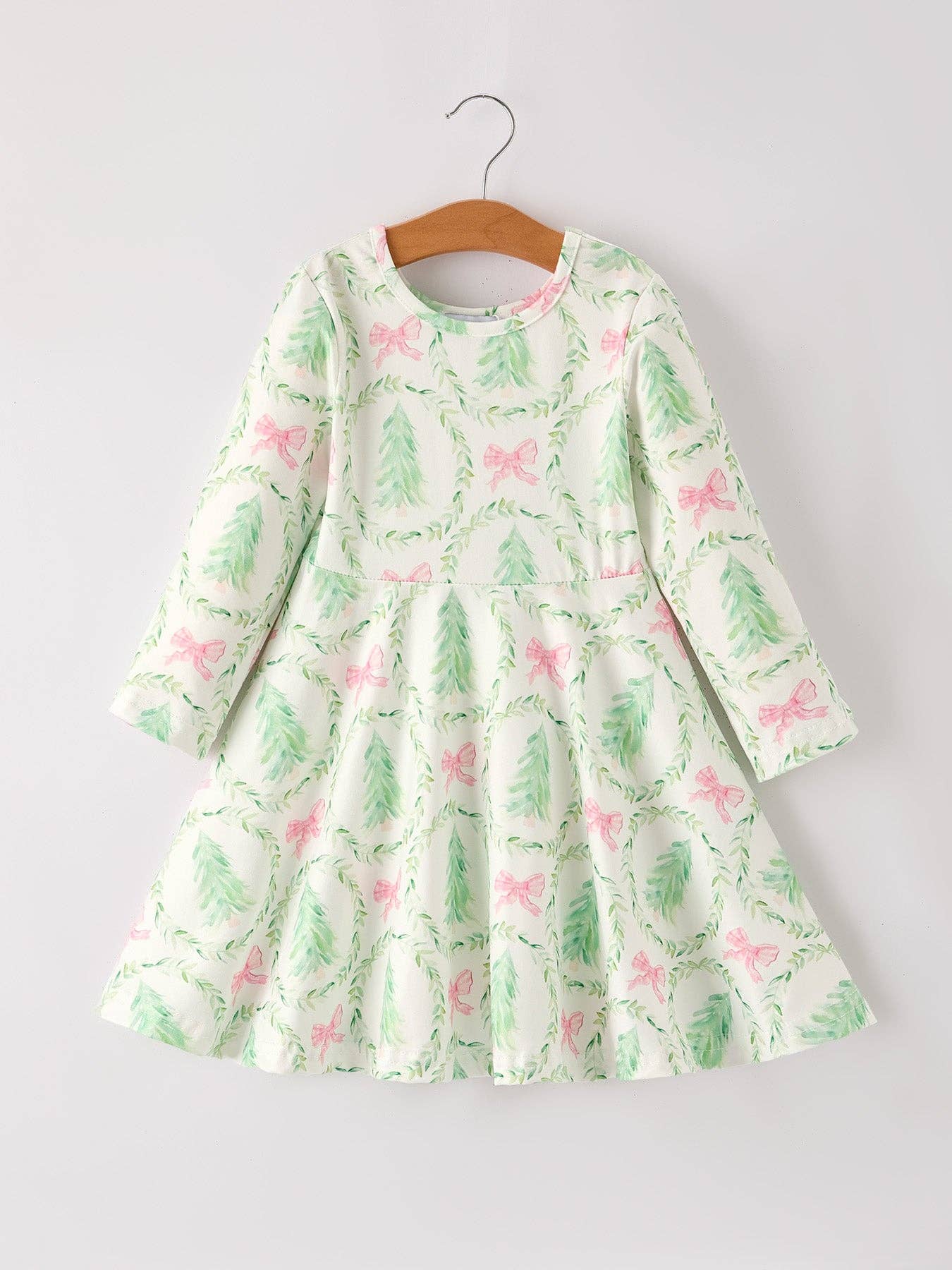 Festive Christmas Tree & Wreath Girls Dress-101825-jb