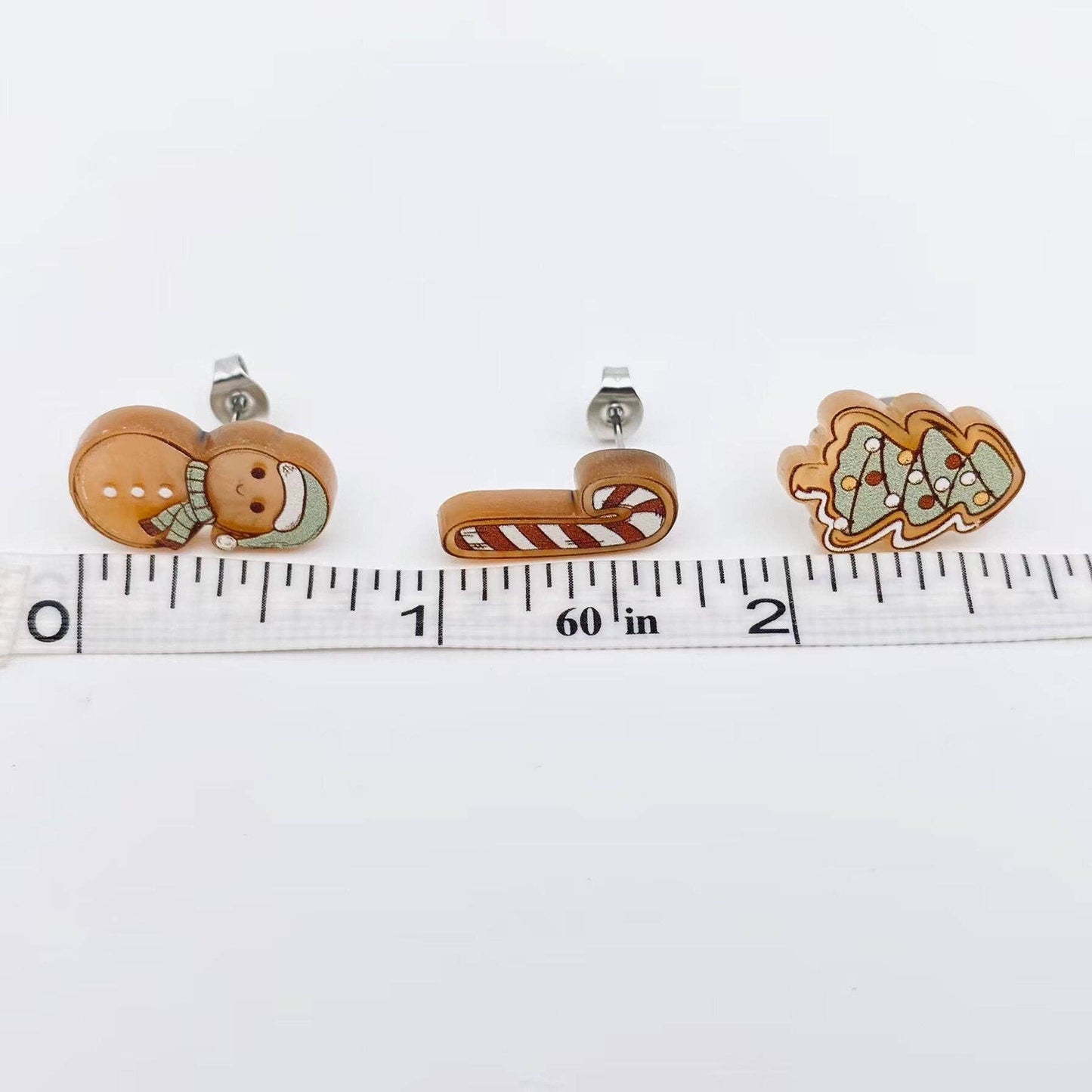 Tree,Gingerbread Man,Snowman,Crutches Ear Studs MIO57149