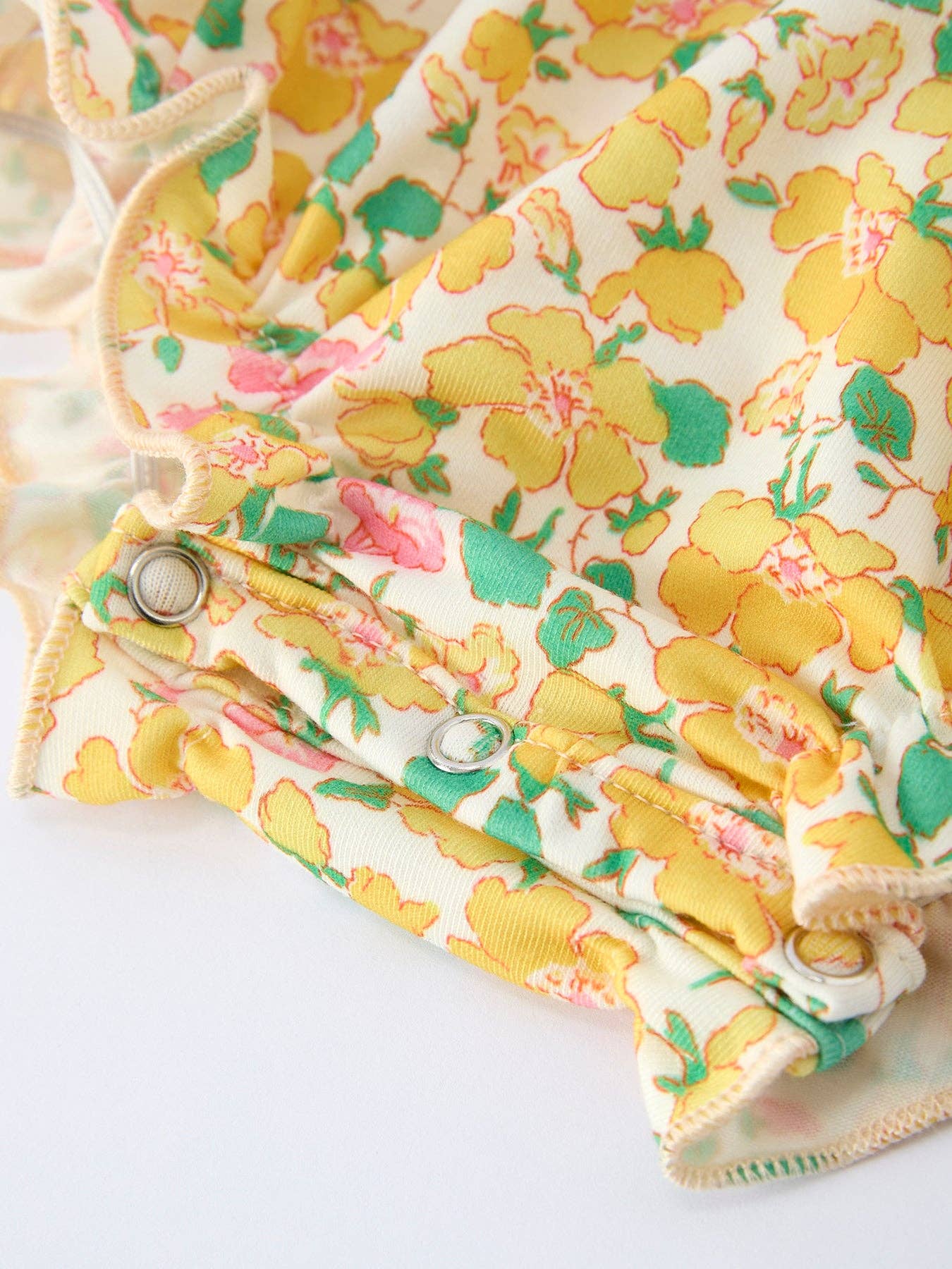 Easter Yellow Chick Embroidery Floral Baby Girl Romper AJ12126