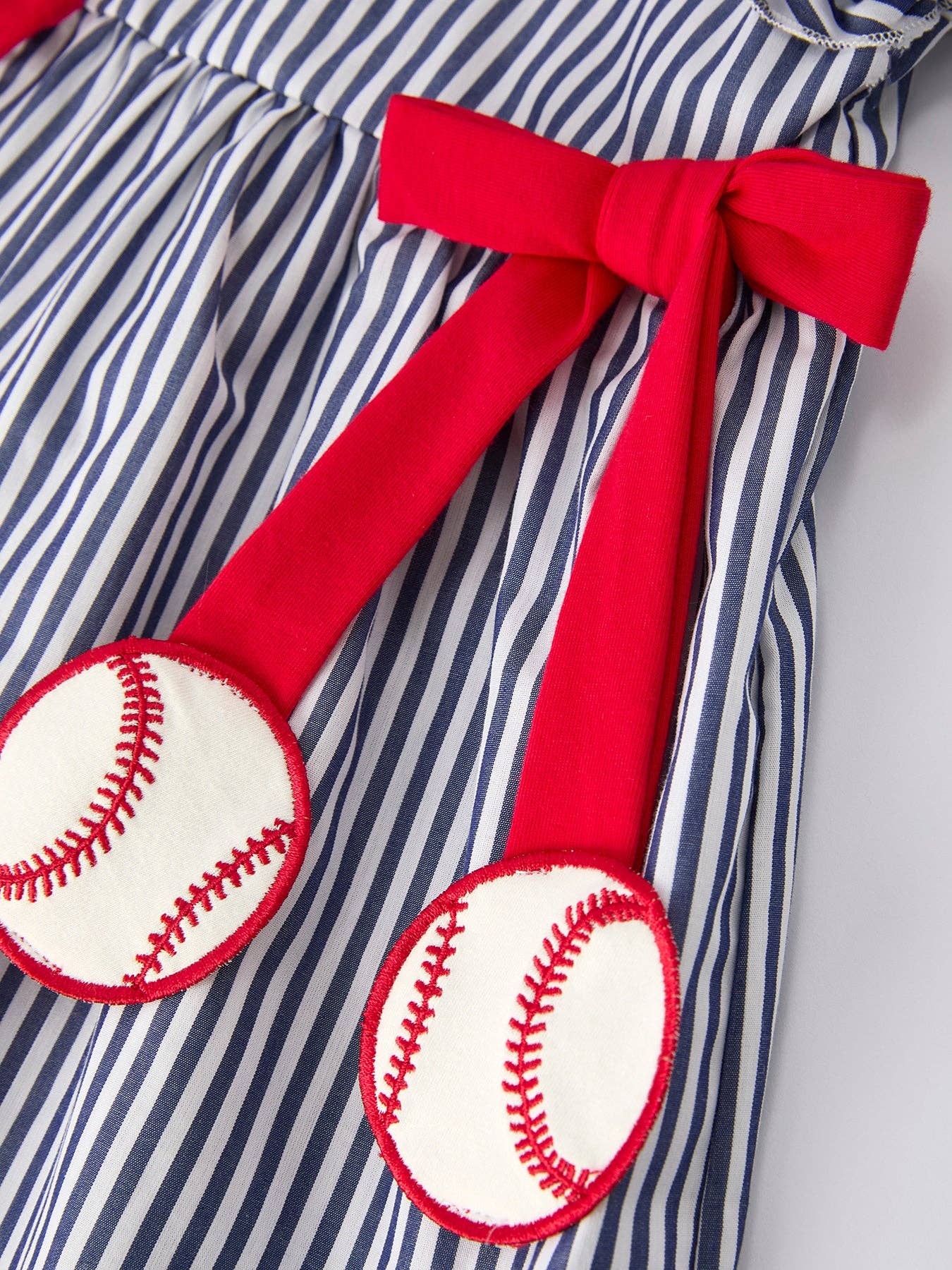 Girls Baseball Striped Ruffle Sleeve Dress 011226AJ