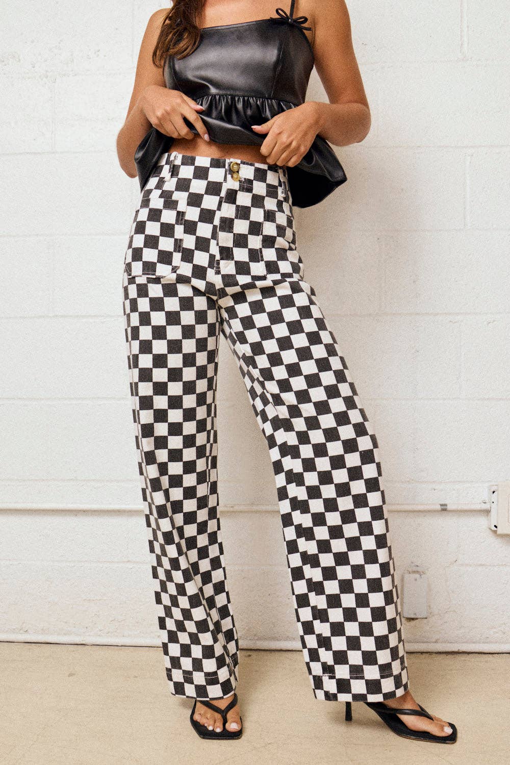 Demi Checkered Bottoms w Elastic Band-10425br