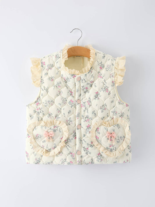 Fall Floral Lace Bow Girl Vest 02182026KA1