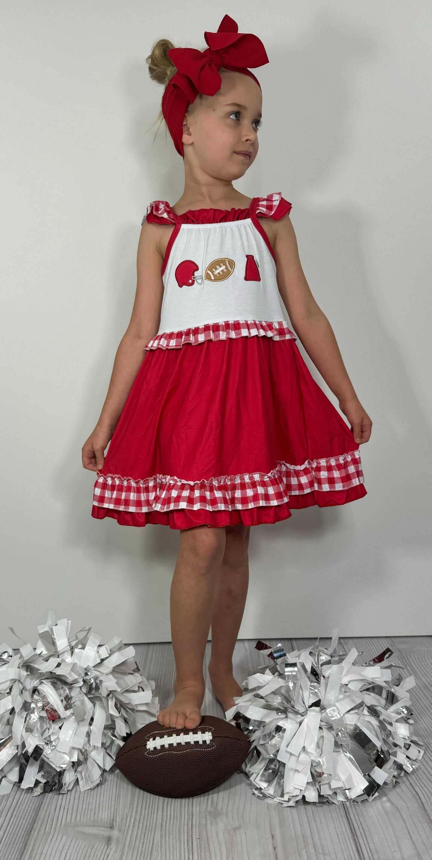 Team Spirit Girls Dress-Red Embroidery TSGD-CRE