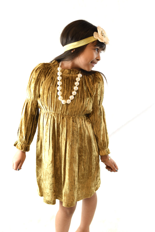 Gold Velvet Shimmer Dress YB1834