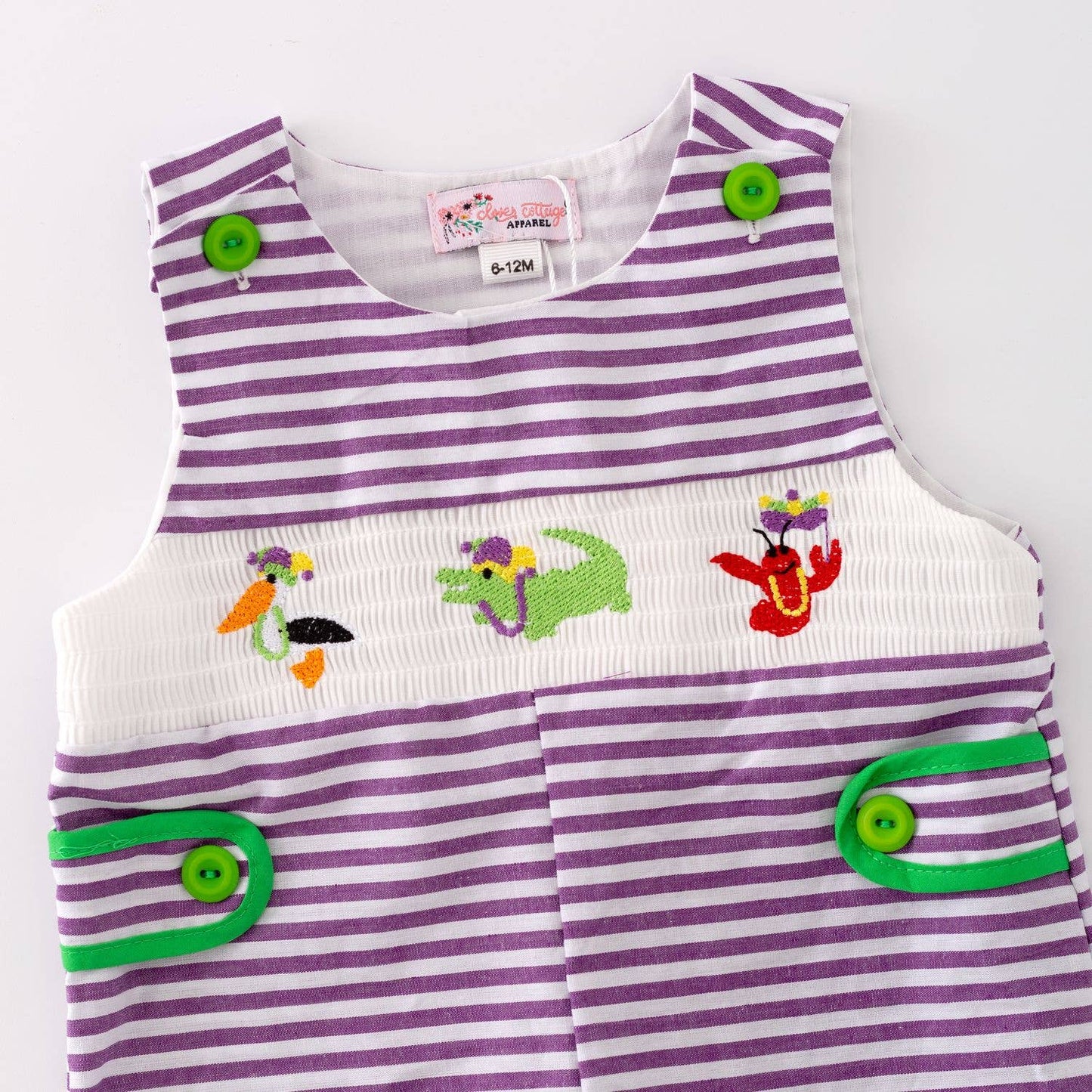 Mardi Gras Smocked Baby Jon Jon  47653
