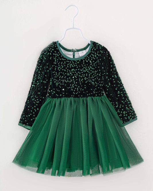 Green Sequin Girl Tutu Dress Fall Clothing  501122141