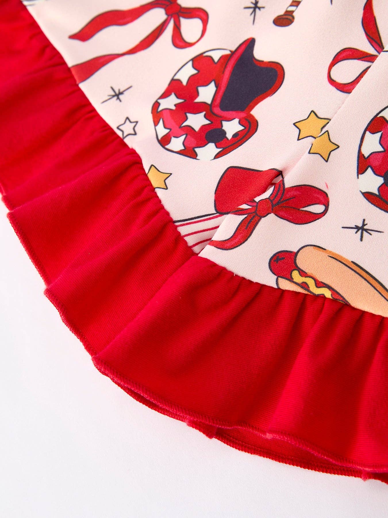 Girls Set with Red Bows Baseball Print 011226AJ