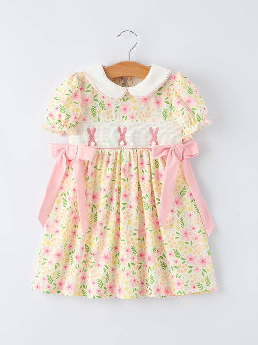 Easter Bunny Embroidery Smocking Cute Baby Girls Dress aj12126