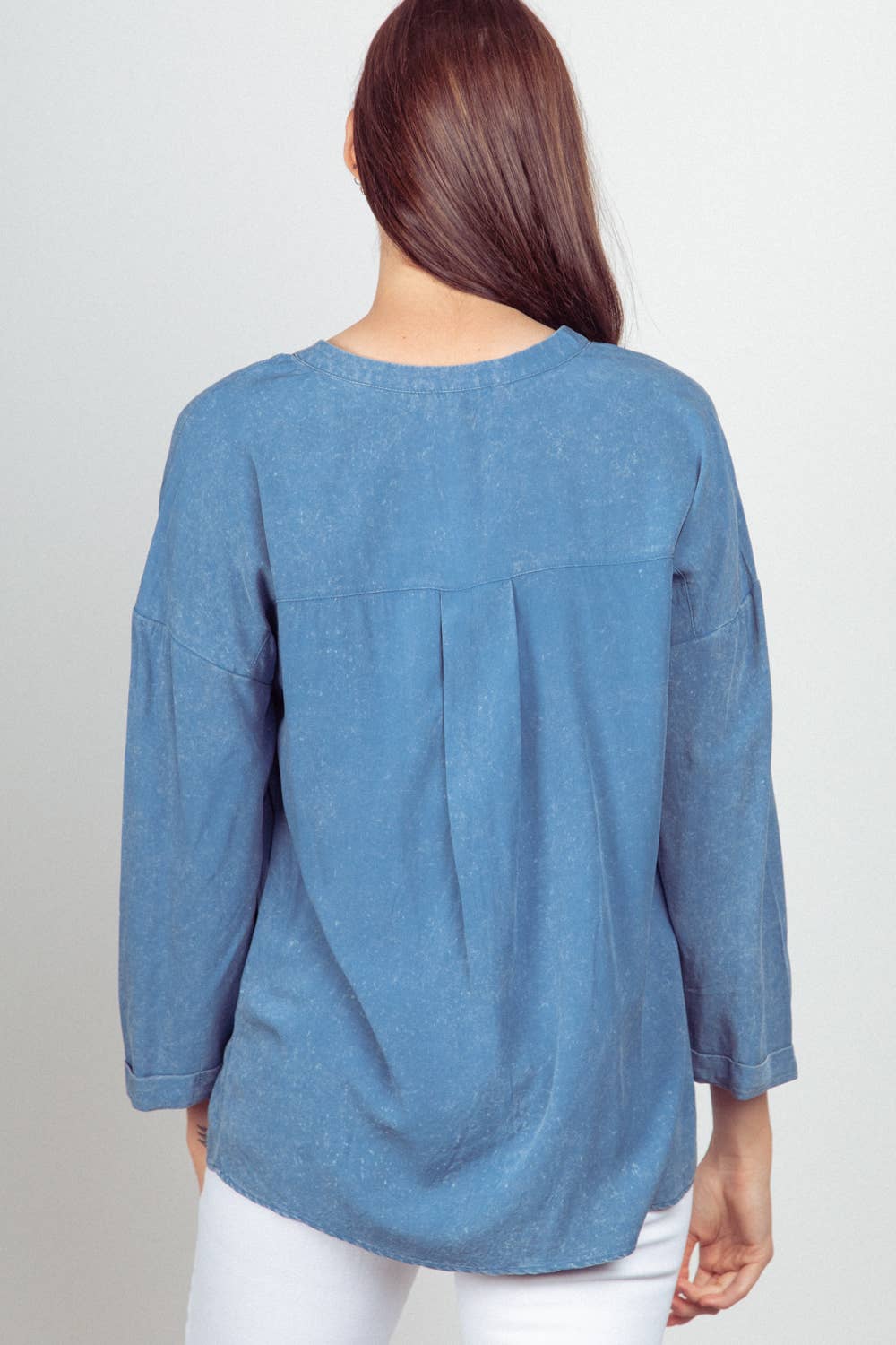 Oversized Washed Soft Shirts Blouse Top JVNT-179L