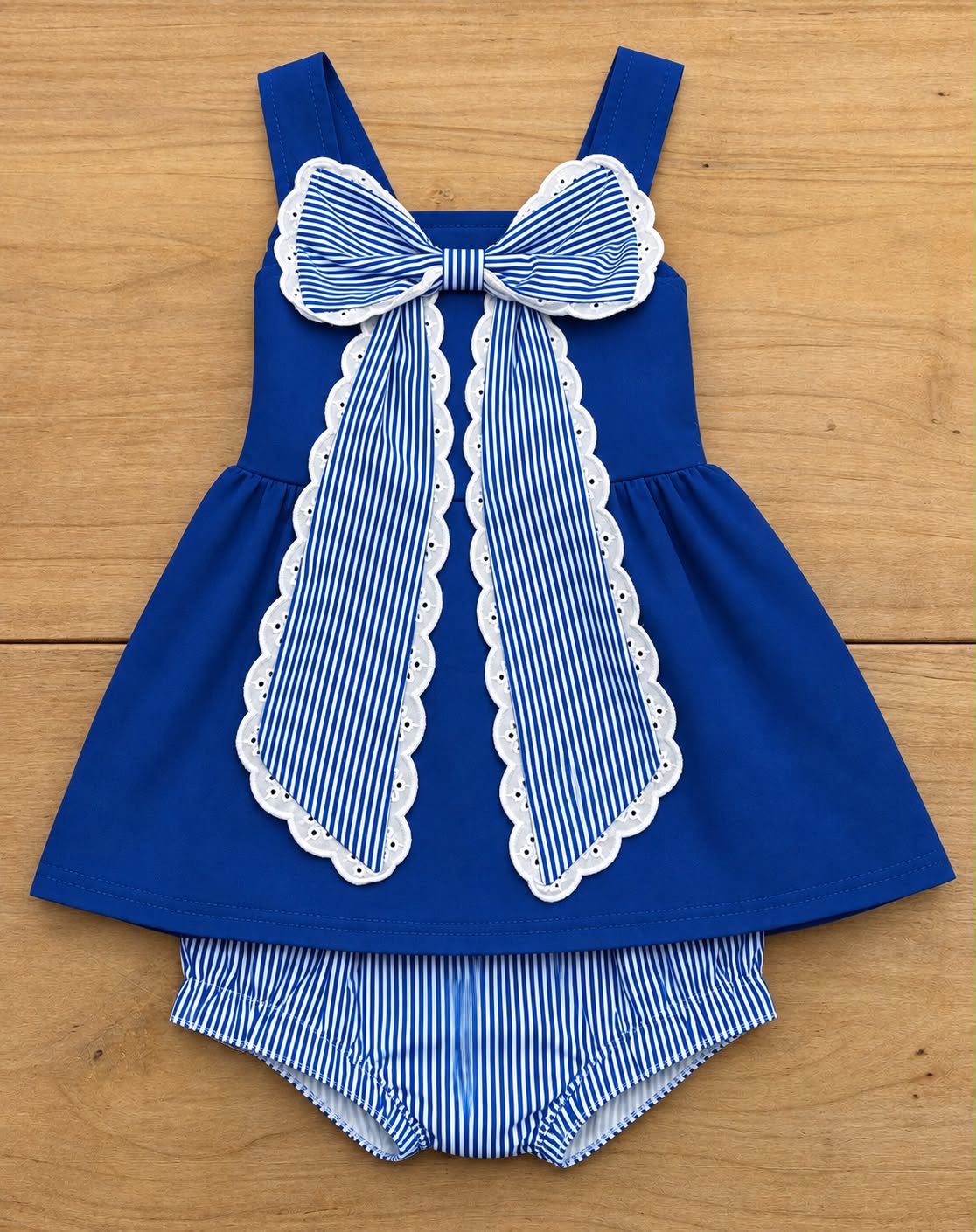 STRIPED BOW BLUE BUNA COUGARS SHORT SET (IN STORE) (TRUSTED)92526MM