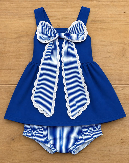 STRIPED BOW BLUE BUNA COUGARS SHORT SET (IN STORE) (TRUSTED)92526MM